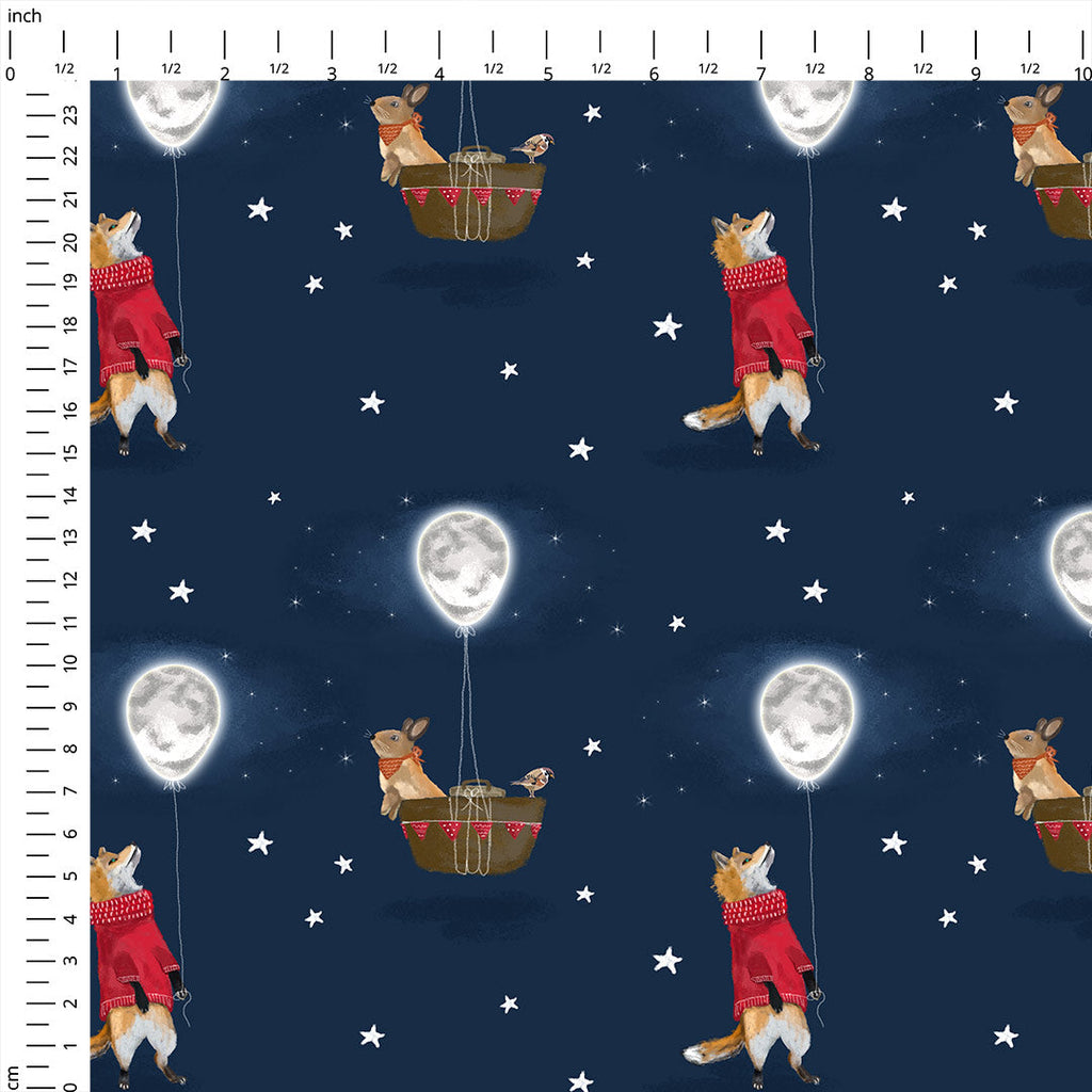 Fox and The Moon Balloon Fabric