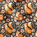 Foxes and Flowers Brown Fabric