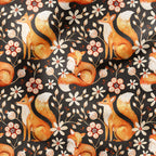Foxes and Flowers Brown Fabric