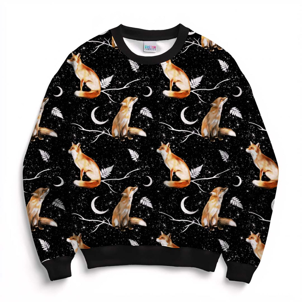 Foxes on Black Fabric