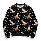 Foxes on Black Fabric