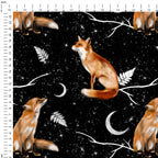 Foxes on Black Fabric