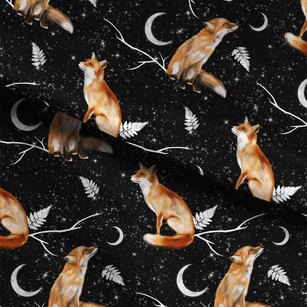 Foxes on Black Fabric
