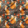 Foxes and Flowers Brown 2 Fabric