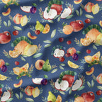 Fruity Caterpillar Blue Fabric