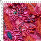 Fuchsia Sequin Feathers Fabric