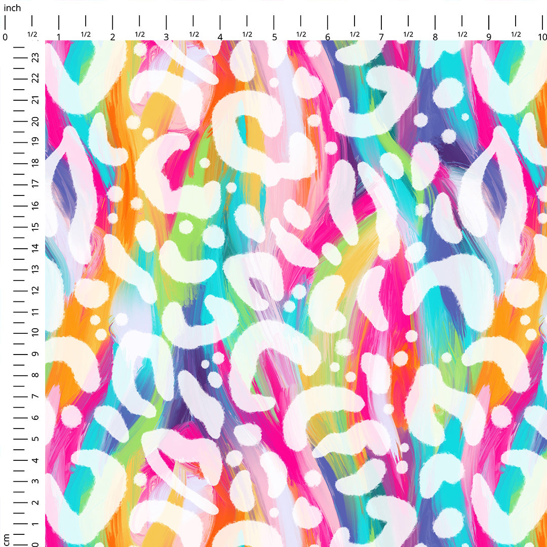Funky Leopard White Fabric