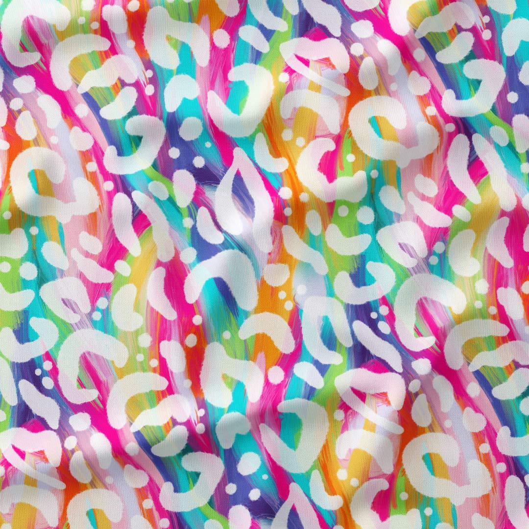 Funky Leopard White Fabric