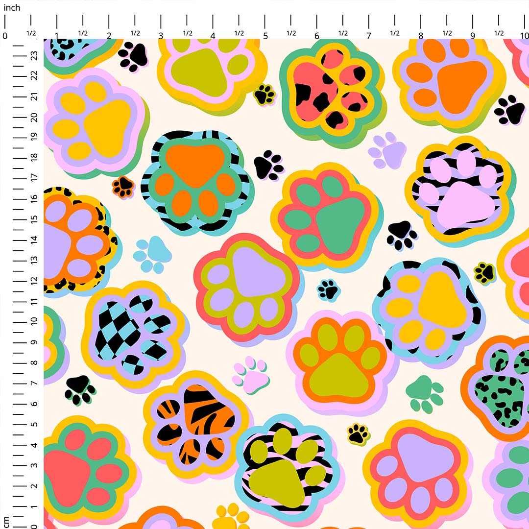 Funky Paws Cream Fabric
