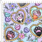 Cat Paws Tattoo Hearts Fabric