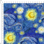 Van Gogh inspired Starry Night Print On Demand fabric available on 13 fabric bases