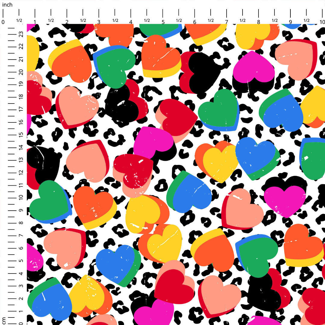 Rainbow Lovehearts Fabric