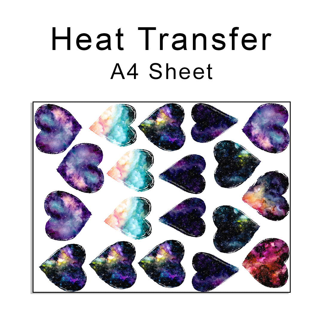Galaxy Hearts A4 Mix Iron on fabric heat transfer DTF-47