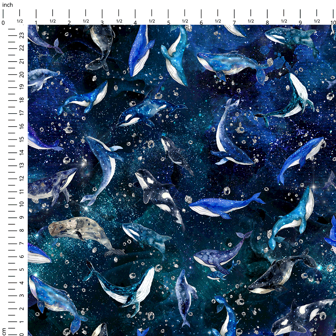 Galaxy Whales Fabric