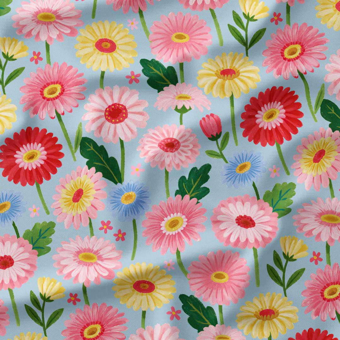 Gerbera Blue Fabric