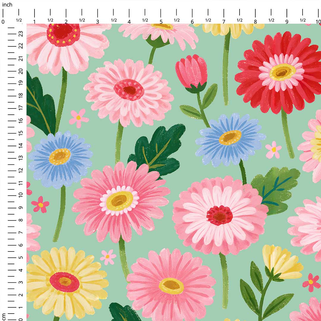 Gerbera Mint Fabric