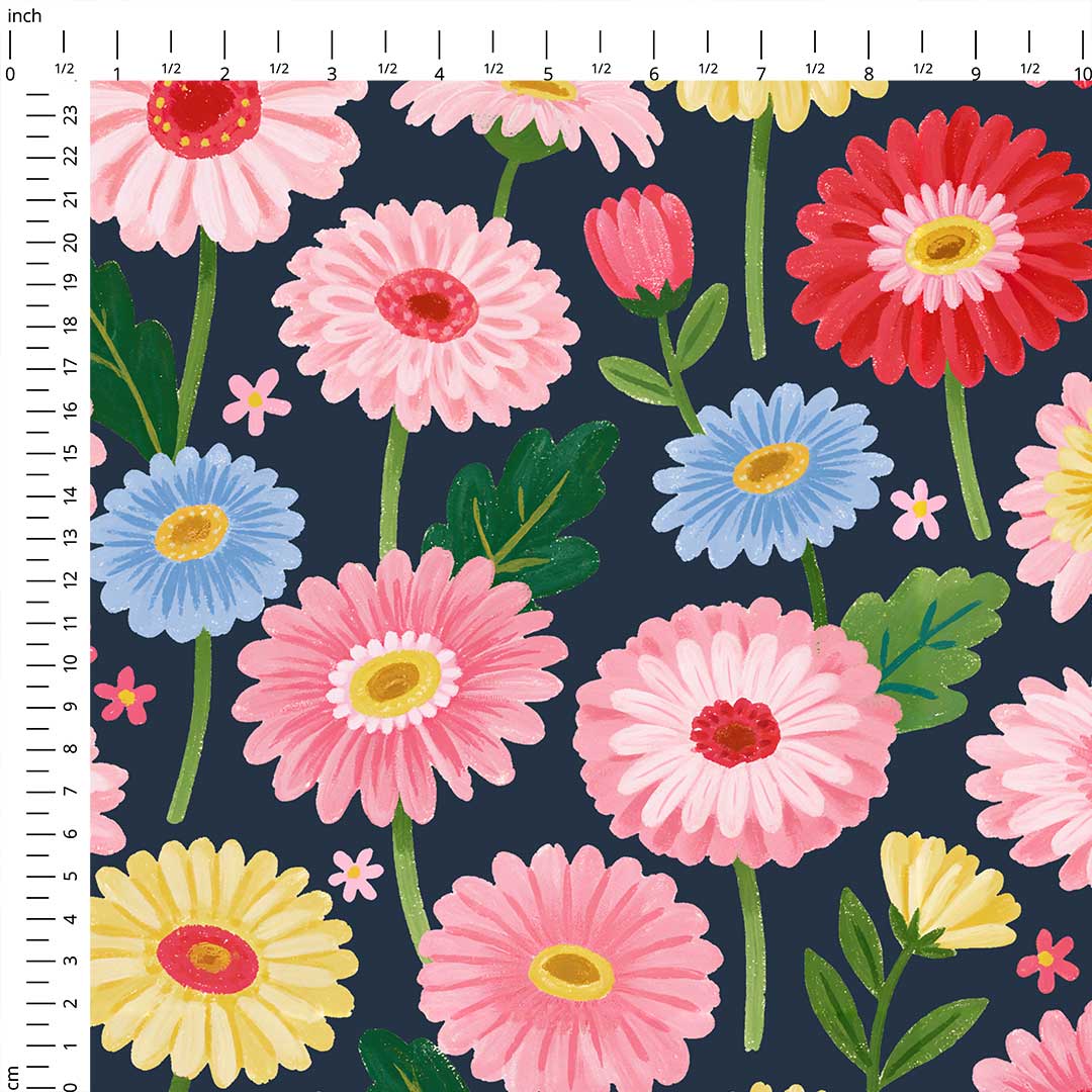 Gerbera Navy Fabric