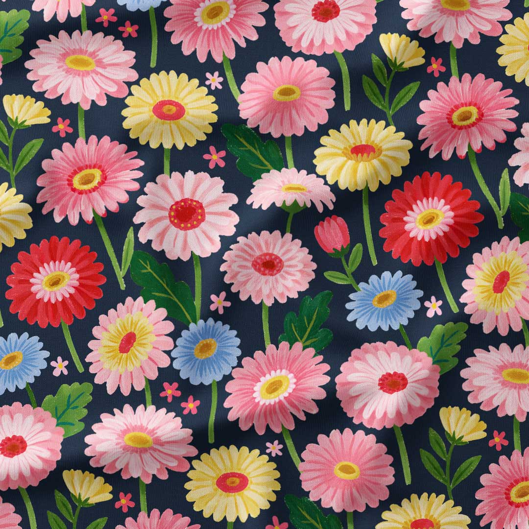 Gerbera Navy Fabric