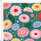 Gerbera Teal Fabric