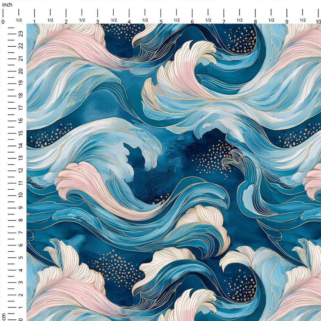 Gilded Blooming Waves Fabric