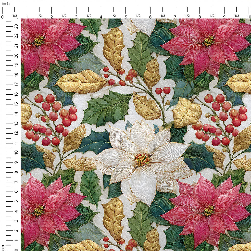 Gilded Poinsettia Fabric