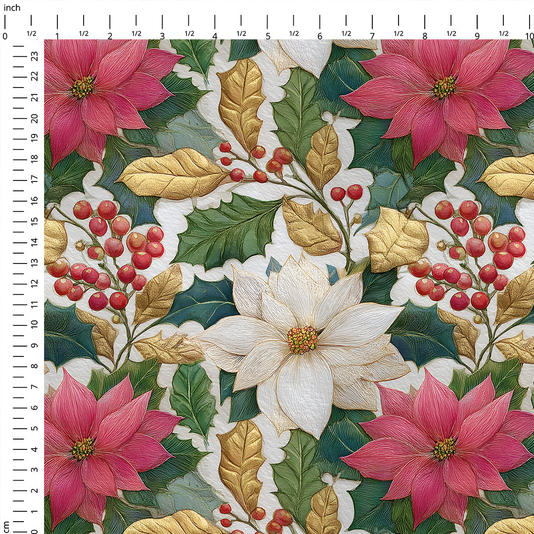 Gilded Poinsettia Fabric