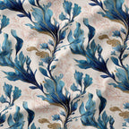 Gilded Sea Plants Waves Fabric
