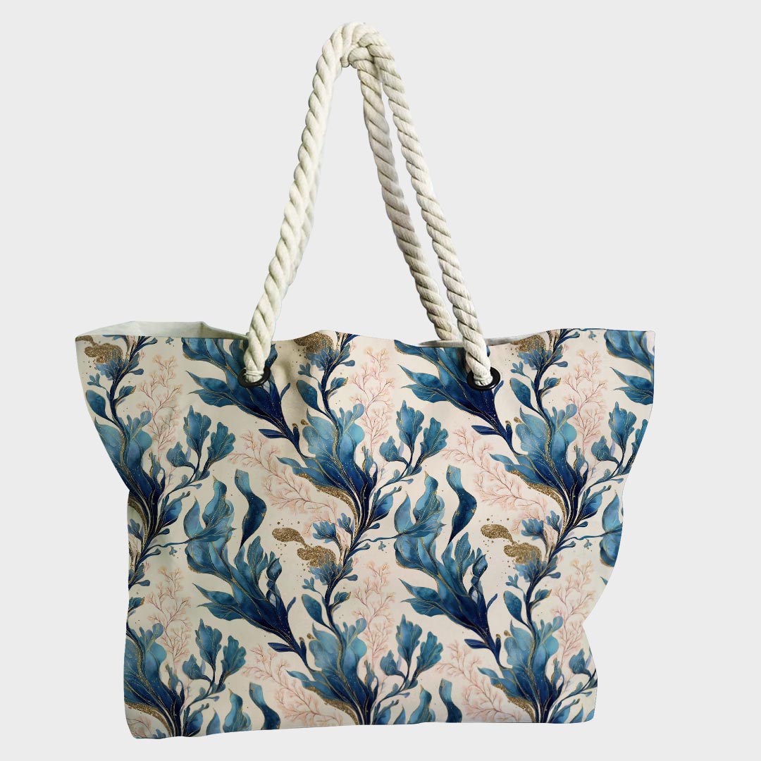 Gilded Sea Plants Waves Fabric