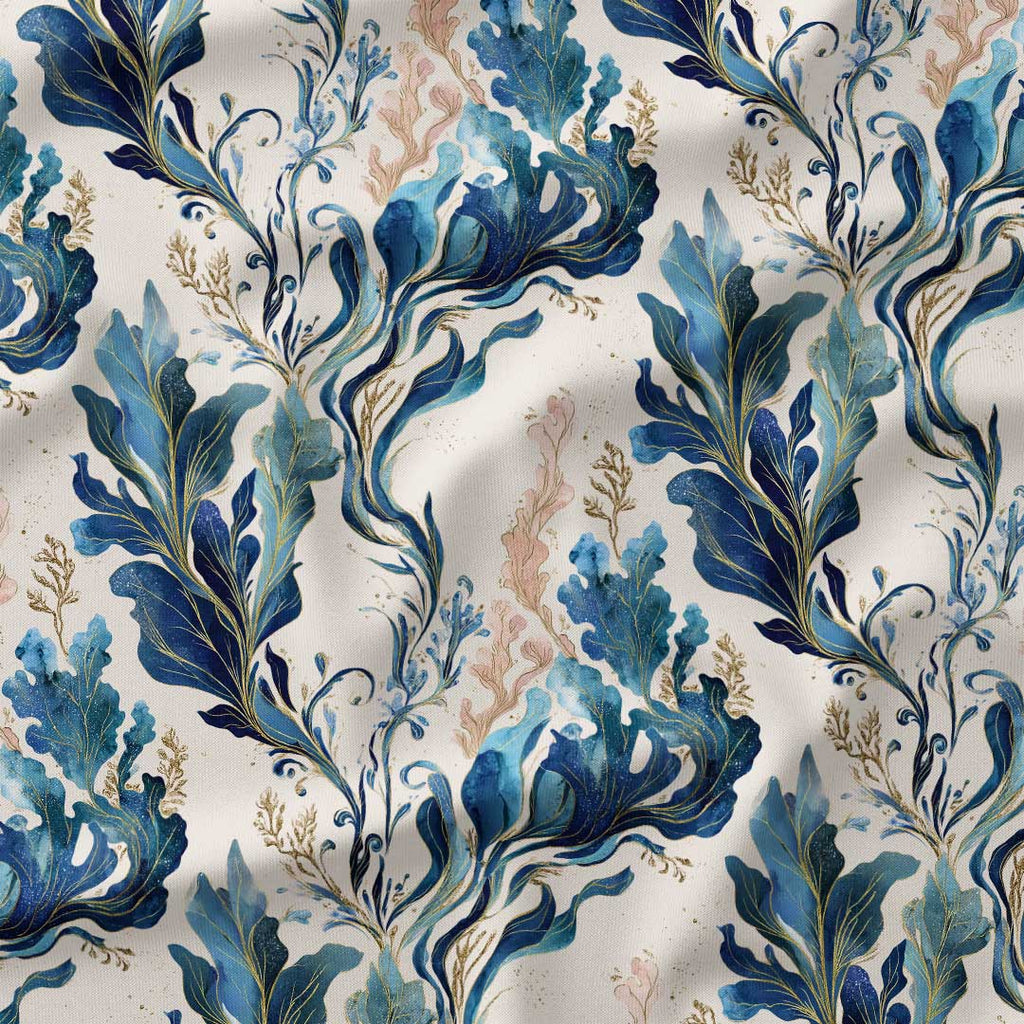Gilded Seaweed Waves Fabric