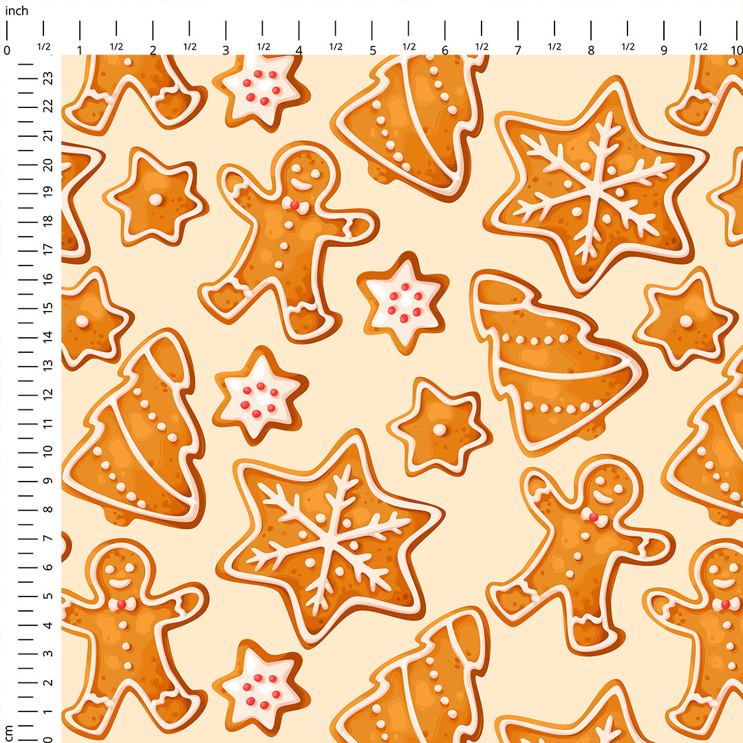 Gingerbread Cookies Cream Fabric