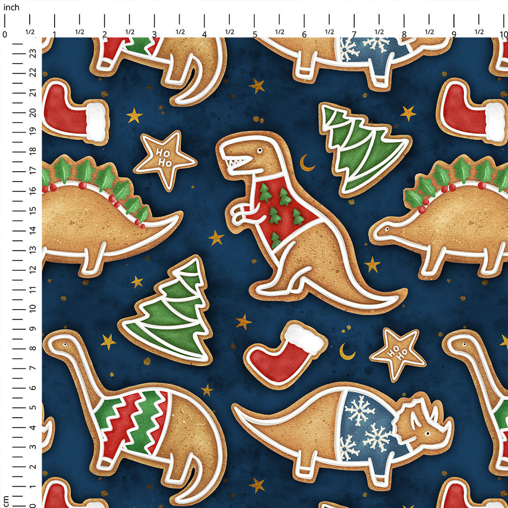 Gingerbread Dinos Fabric