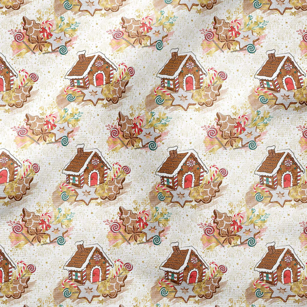 Gingerbread House White Fabric