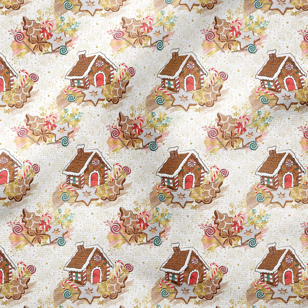 Gingerbread House White Fabric