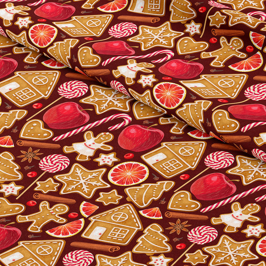 Gingerbread Cookies Red Fabric