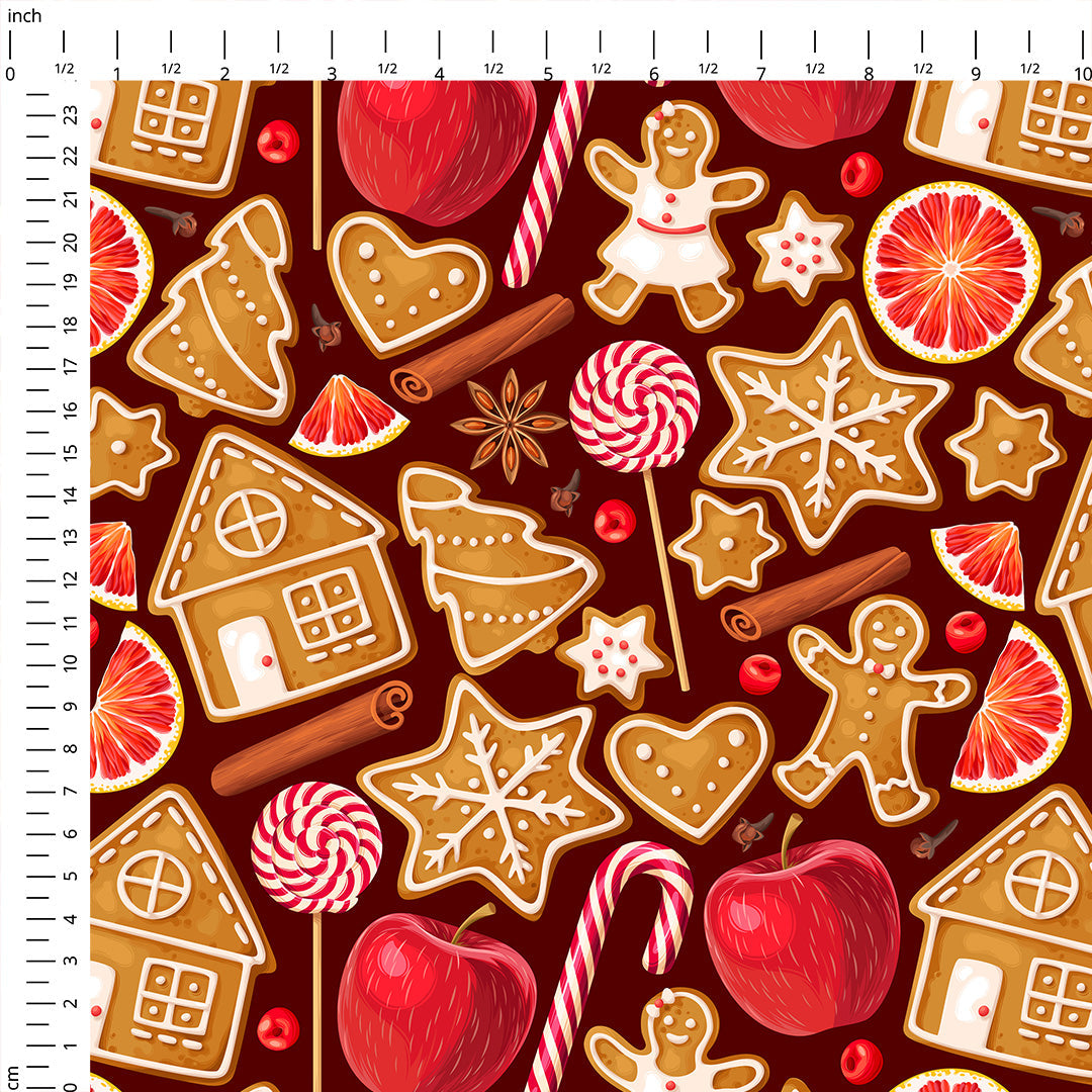 Gingerbread Cookies Red Fabric