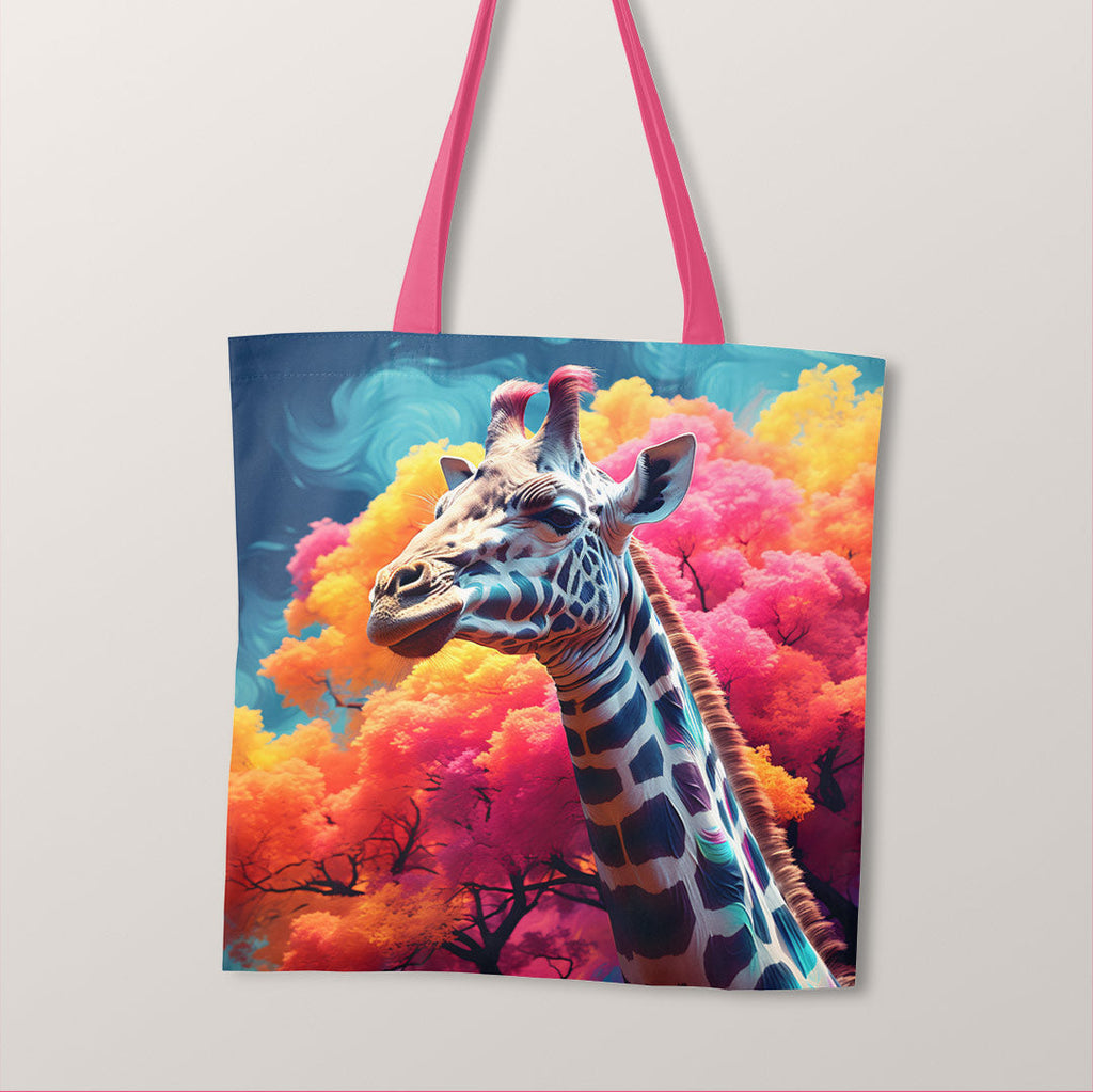 TOTE Giraffe and Colourful Tree Fabric Bag Panel TP-177