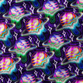 Glitched Planets Fabric