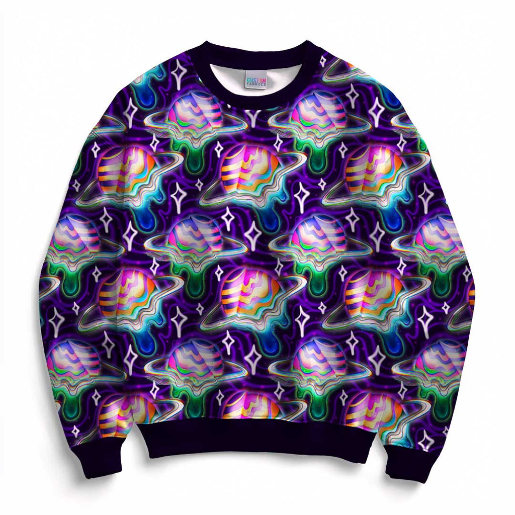 Glitched Planets Fabric