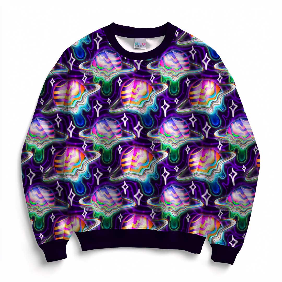 Glitched Planets Fabric
