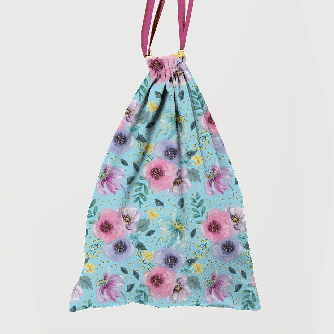 Glitter Floral Blue Fabric