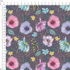 Glitter Floral Purple Fabric