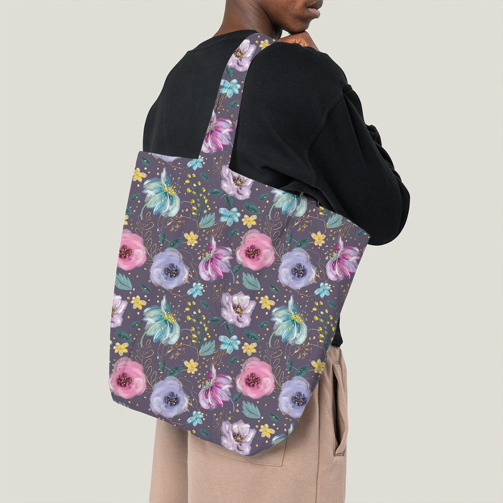 Glitter Floral Purple Fabric