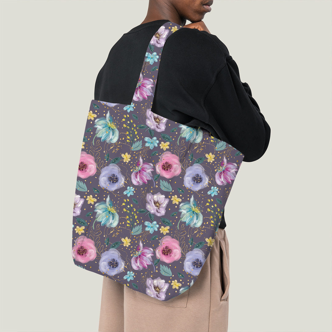 Glitter Floral Purple Fabric