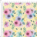 Glitter Floral Yellow Fabric