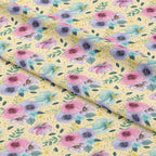 Glitter Floral Yellow Fabric