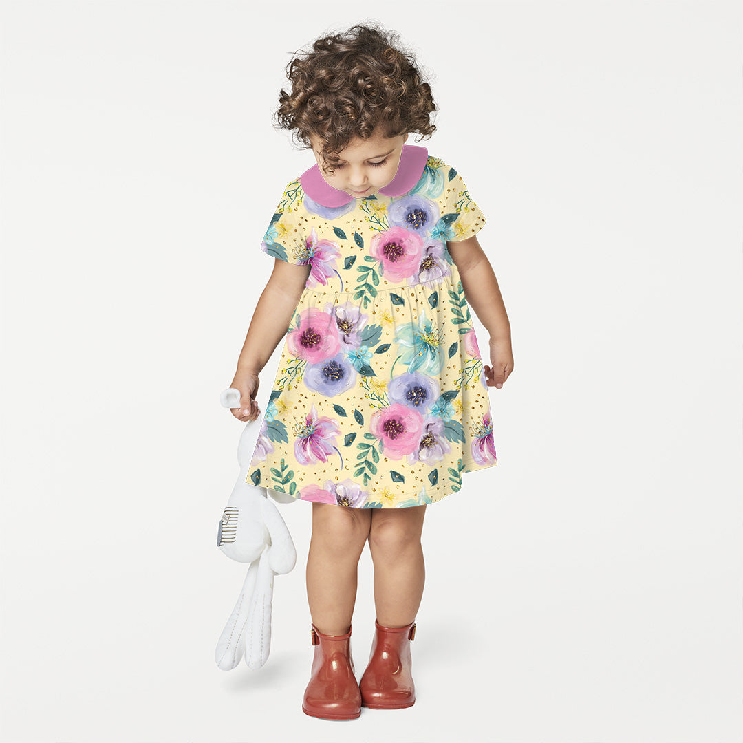 Glitter Floral Yellow Fabric