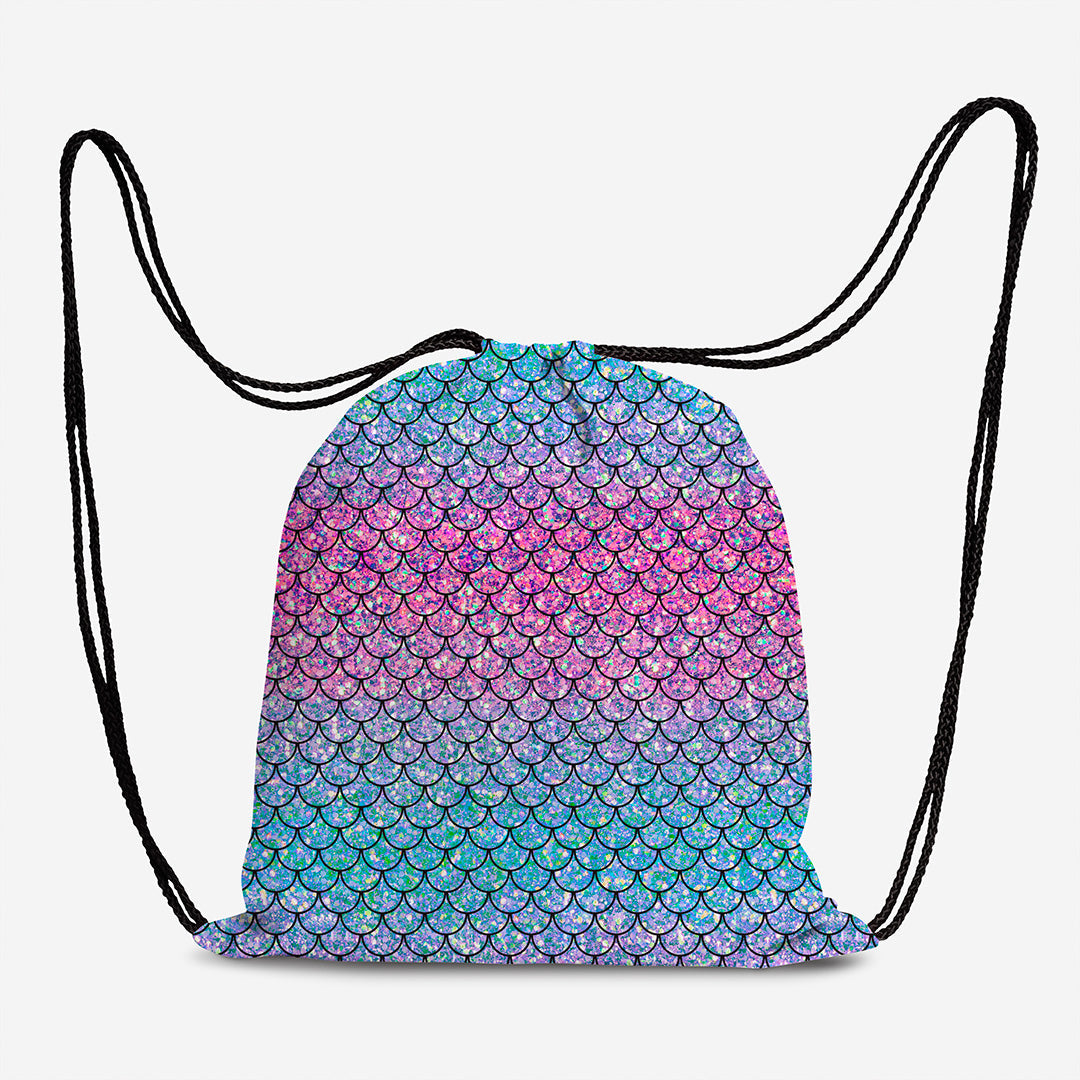 Glitter Scales Pink Blue Fabric