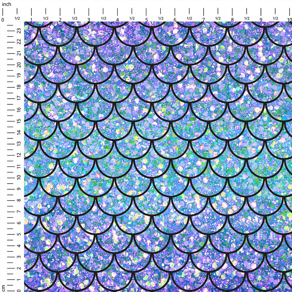Glitter Scales Purple Blue Fabric