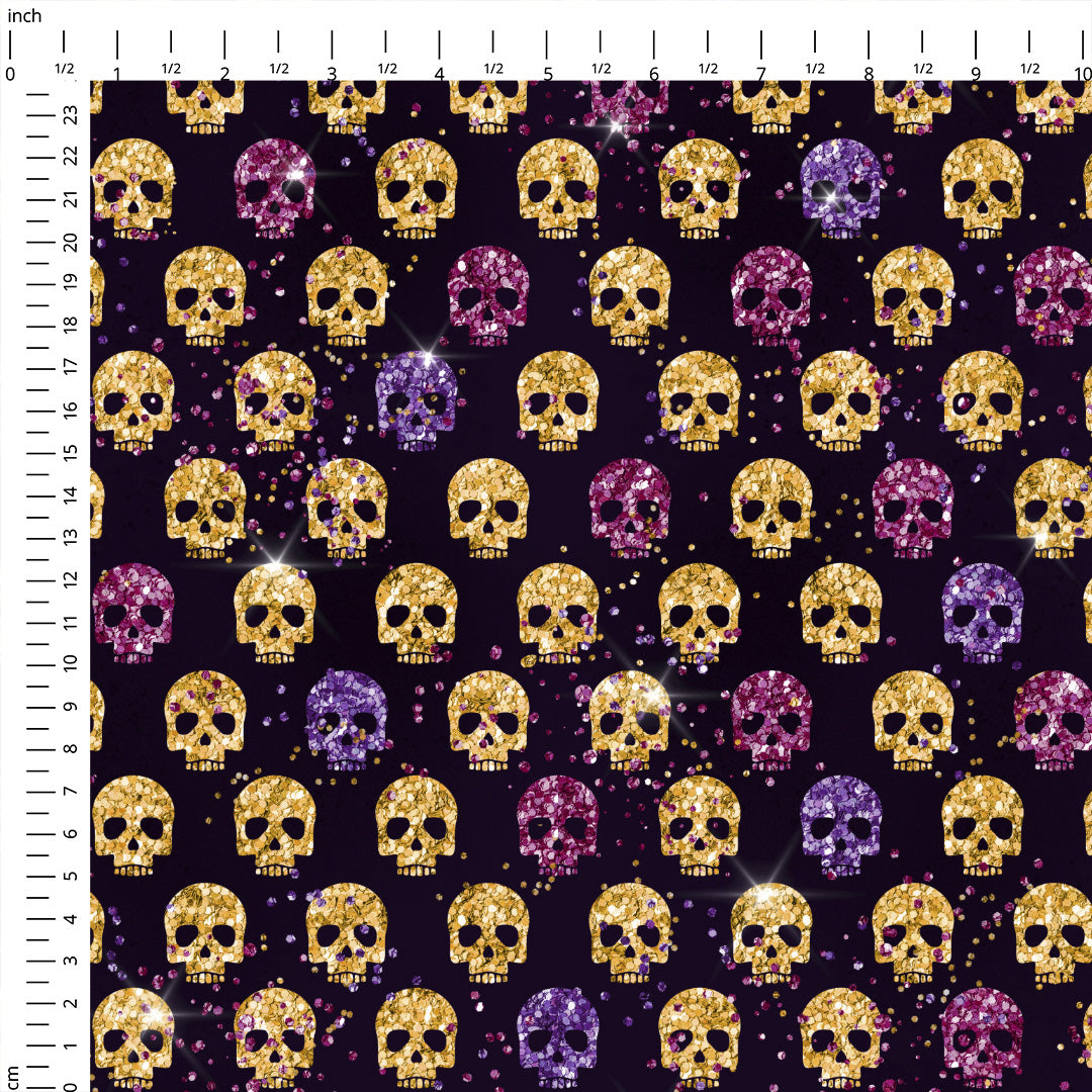 Glitter Skulls Fabric
