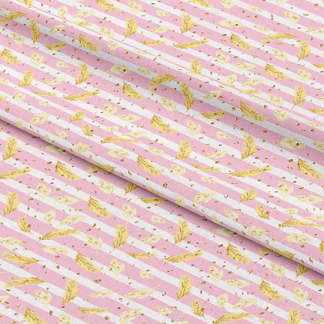 Glitter Stripped Feathers Fabric
